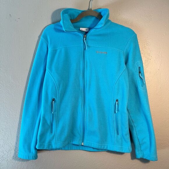 Columbia Vintage Y2K Women's Ski Jacket Bright Blue SZ S Full Zip-Up Cozy Preppy - Picture 1 of 14